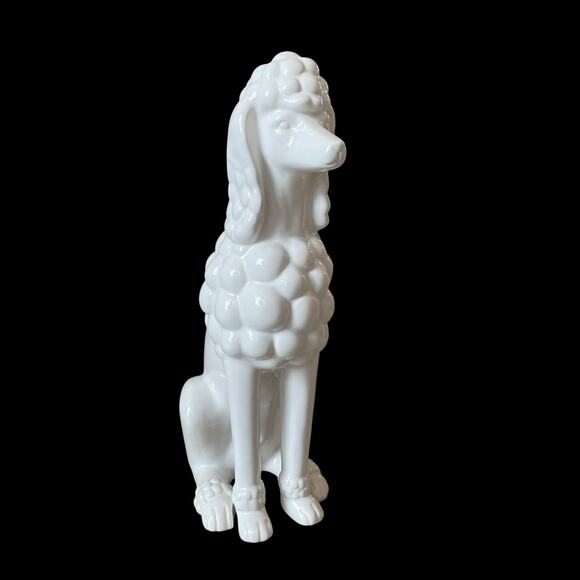 Fancy French Poodle Figurine Statue Large 17in White Ceramic Luxury Decor NEW - Picture 7 of 15